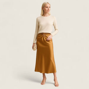 Reformation Ember Silk Skirt Butterscotch Twist Midi Size 10